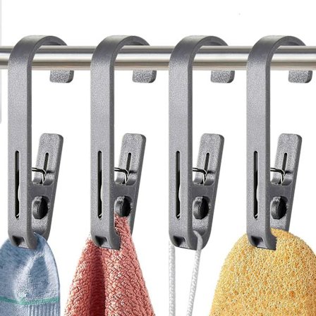 4 st stora klädnypor handduksklipp, mångsidiga klädnypor krok, starka klädhängare i plast. S-krok för duschdraperi tvättklädnypor(g