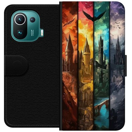 Kompatibelt Lommeboketui til Xiaomi Xiaomi Mi 11 Pro Fire magiske slott i forskjellige elementfarger, episk fantasikunst med ild vann luft og mørke i