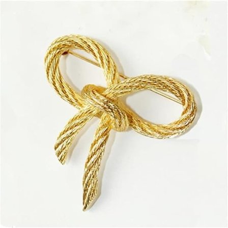 Elegant guld färgad fluga brosch slag pin för kvinnor enkel klänning kappa kofta bröllop smycken gåvor 5*4.5cm