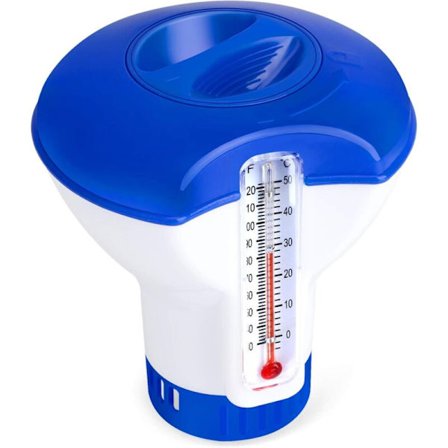 Klordiffusor til Swimmingpool med Termometer, Automatisk Flydende Dispenser, Klor Dosering til 5 Tommer Swimmingpool, Kemisk Dispenser til Svømning