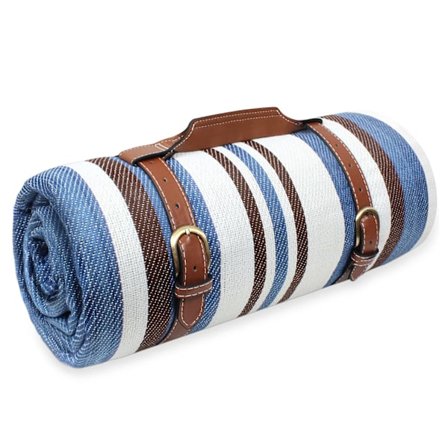 Picknickfilt, 200 x 200 cm utomhus bärbar strandfilt, 3 lager vattentäta picknickfiltar för familj, park, vandring, camping, trefärgade ränder