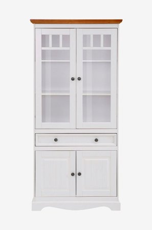 Loft24 - Vitriini Melissa 2 lasiovea/2 puuovea - Valkoinen - Kaapit - - Homeroom