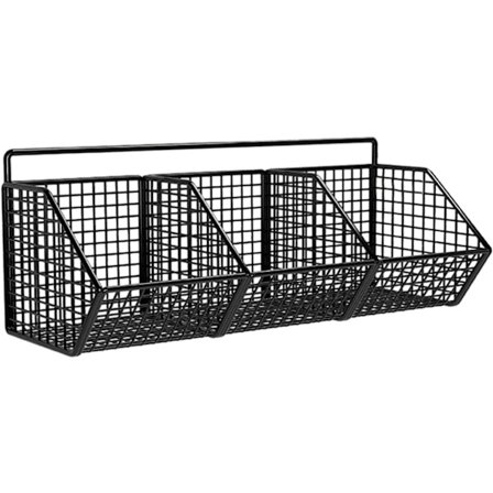 Vegghengte spiskammerhyller for oppbevaring, vegghengende kurver for kjøkken, bad, metalltråd frukt- og grønnsakskurver, tre rom