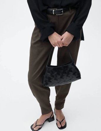 Mango Buttoned-Hem Wide Leg Trousers - Brown - 36