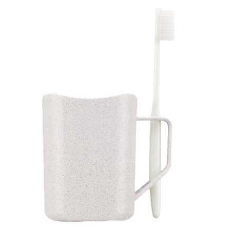 Krus med holder til tandbørste, hvid