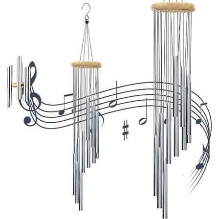OBOSOE 2-pak vindspil med 12 rør – Dekorativt udendørs vindspil til haven med beroligende klangspil