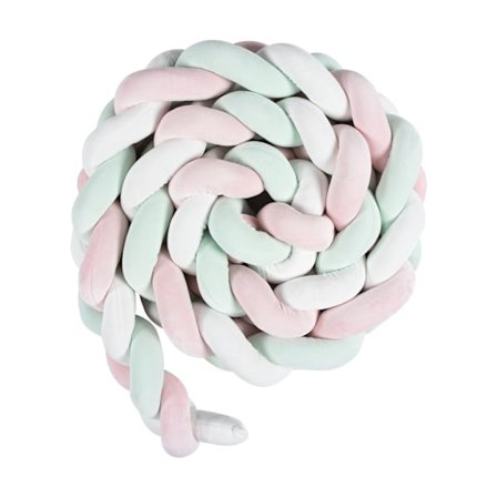 Sengebeskytterflette, Sengehest 2-tråds flettedesign (Hvit, Lys Rosa, Lys Grønn)