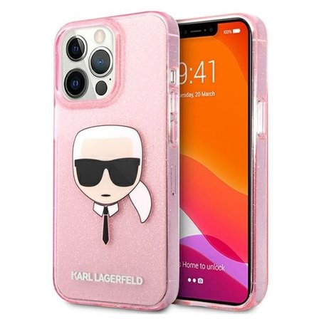 Karl Lagerfeld Glitter Karl's Head Fodral för iPhone 13 Pro Max - Rosa