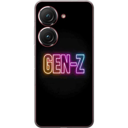 Yhteensopiva Puhelinkuori Asus Asus Zenfone 9 Neontext Gen Z värikkäässä valossa tummaa taustaa vasten modernissa digitaalisessa tyyliissä