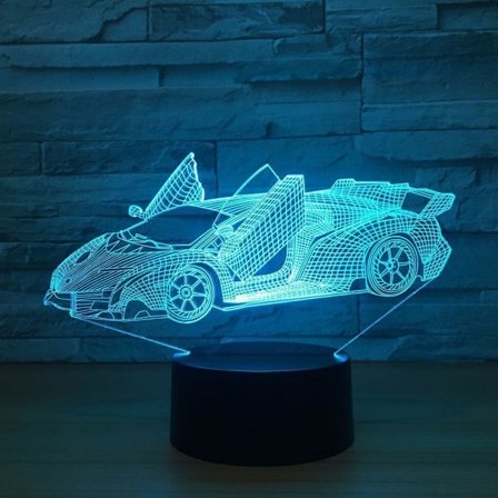 Upeat Lamborghini Super Car Akryyli 3D Lamput 7 Väriä Vaihtuvat Pieni Yövalo Vauvan Väri Valot LED USB Työpöytälamppu Tunnelma Yö Sisustuslamppu