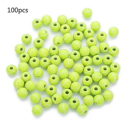100 stk Grønne Tennisbold Runde Perler 12mm Sportsafstandsperler DIY Smykkefremstilling (FMY)