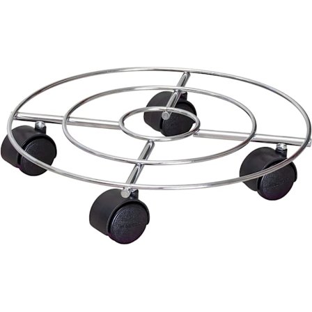 Blomsterpottestativ på hjul Krom Ø 30 x 6,5 cm I Innendørs blomsterpottestativ, Krom I Pottestativ på hjul I Blankt sølv I Belastningskapasitet 60 kg 