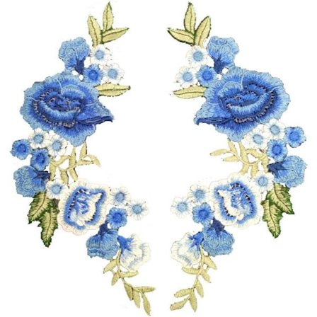 Applikationer att sy på strykjärnsplåster Blommor DIY broderiplånster Blå broderad märkesplåster Broderi på hatt Kläder Ryggsäckar T-shirt 