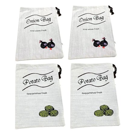 4 kpl Perunavarasto Komeroon | Peruna- ja Sipulivarastokassit Sivuvetoketjulla, Maalaistyylinen Sipulikassi