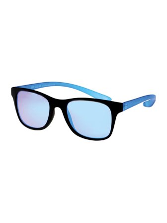 BA Optikk Unisex Sunglasses with a frame made of platic in black and lenses made of glass in mirror, blue