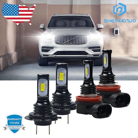 For Volvo XC90 2003-2014 Combo H7 + H11 LED-frontlyspærer Høy + Lavstråle Oppgraderingssett 6000K Hvit