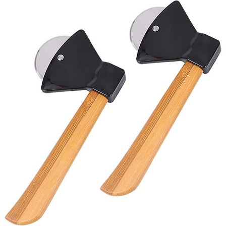 2 stk Heilwiy Pizzakutter Pizzahjul Øks med trehåndtak