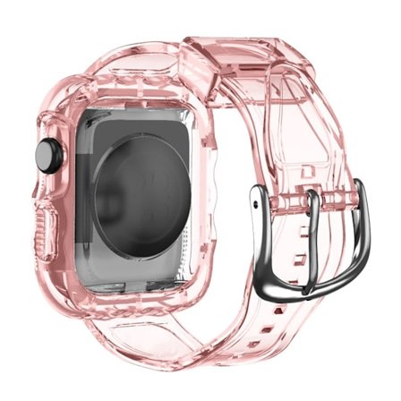 Apple Watch Series 10 46mm Klockfodral med armband Vågmönster Integrerat klockarmband Flexibel Justerbar - Rosa