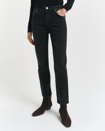 GANT Damen Verkürzte Slim Fit Jeans in Schwarz (31) Denim Melange