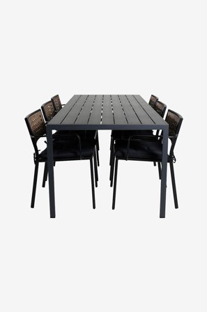 Venture Home - Spisegruppe Break med 6 stole Paola - Sort - Spisegrupper - Fra Homeroom