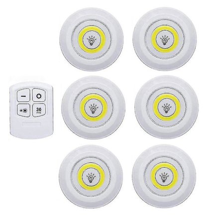 Battery Operated Dimmable Led - Under Cabinet Light With Remote Control 1 Controller 6 Lamp Cold White