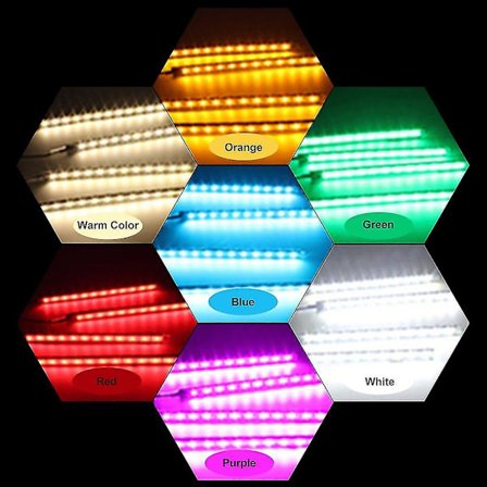 12LED Stemmebetjent Bilindretningslys RGB Lampestrimmel