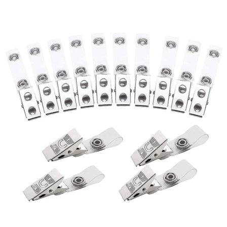 20 stk. metal badge clips, metal badge clips med transparente PVC-stropper til ID-kort og badgeholdere Navneskilte, Arbejdsbadges