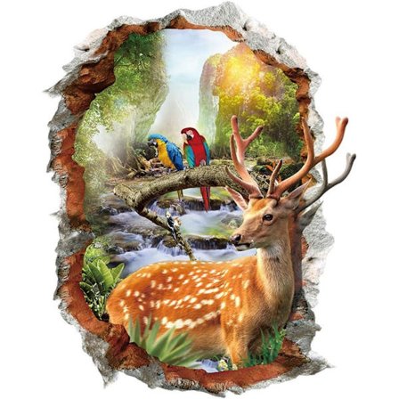 1 stk 3D Brustet Vegg Sika Hjortedyr Stereoskopisk Falsk Vindu Sika