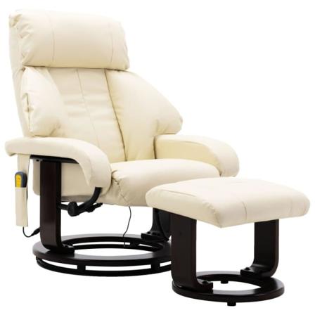 Vidaxl Massagefåtölj Gräddvit Konstläder Vit