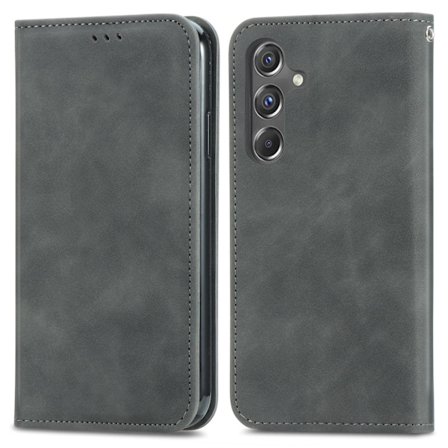 Etui til Samsung S24 Fe grå Magnetisk lær kortspor lommebok stativ