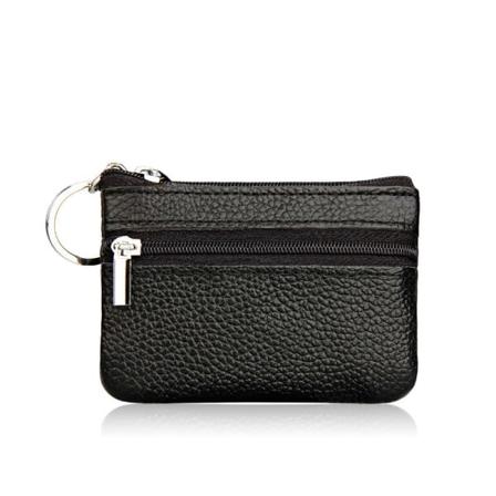 Nahka Mini Lompakko Korttikotelo Kolikkopussi Avaimenper ll Musta 10x7cm