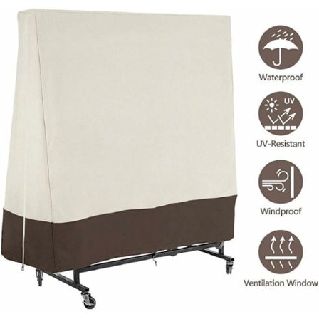 Vandtæt Oxford-stof bordtennisovertræk til indendørs/udendørs brug, beige med brun