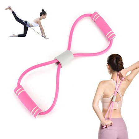 Figur 8 Motstandsbånd med Håndtak, Brystekspander, Yoga Gym Fitness Trekktau Figur 8 Elastisk Bånd for Arm Skulder Strekking Styrketrening