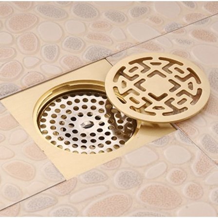 Kvadratisk afløbsrist til bruser, messing afløbsrist til bruser 10x10, afløbsrist til bruser, anti-lugt, antik afløbsrist til bruser, dobbelt brug