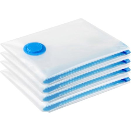 Vakuum opbevaringsposer til tøj - 4 pakker 130 x 100 cm ekstra store genanvendelige vakuumposer med dobbelt lynlås til tæpper, sengetøj