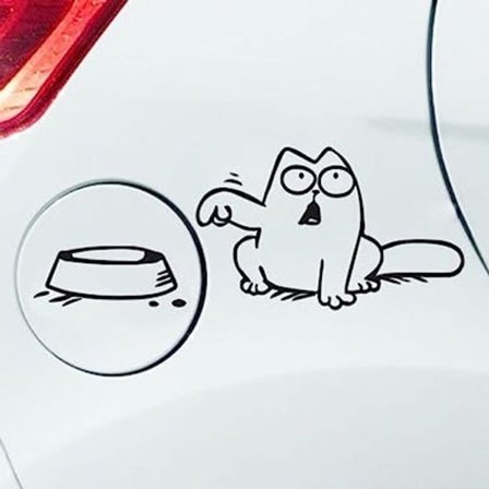 Katt- och skål-bilsdekal, flera färger