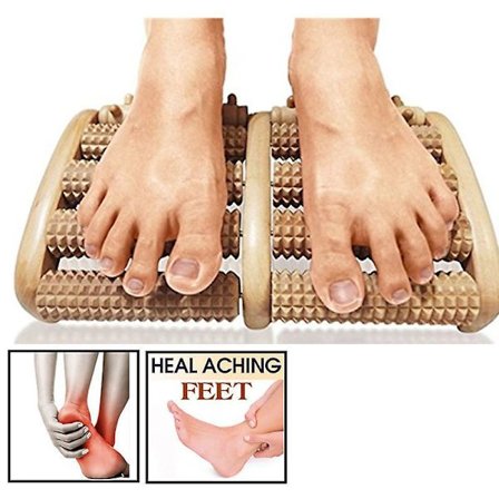 5-radig träfotvals Trävårdsmassage Reflexologi Avslappning Relief Massager Spa Present Anti Cellulite Fotmassager Vårdverktyg