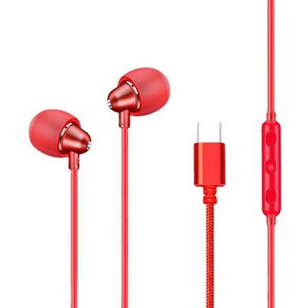 Mikrofon USB-C-hovedtelefoner med mikrofon in-ear-hovedtelefonerRød