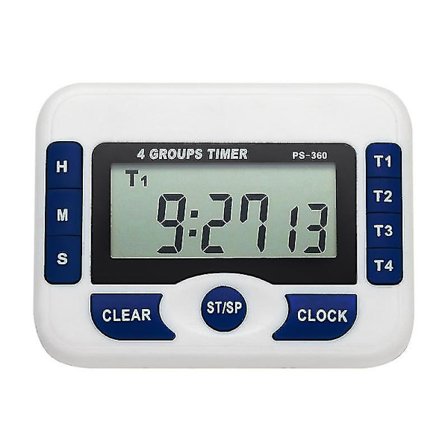 Digital 4-kanals uavhengig gruppe magnetisk kjøkkenklokke med timer og nedtellingstimer Chrono alarmklokke