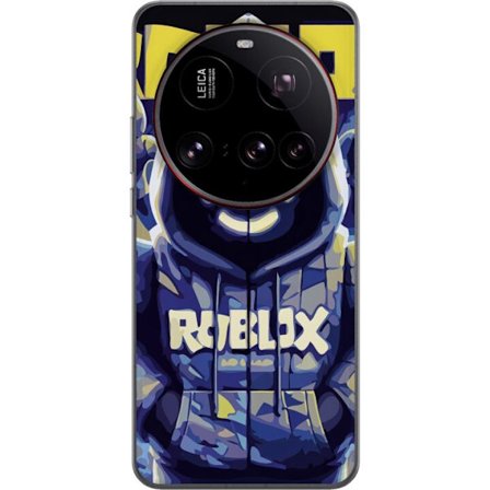 Kompatibelt Mobildeksel til Xiaomi Xiaomi 15 Ultra Blågul Roblox hettegenserfigur med minimalistisk neonstil og masket ansikt, moderne spillillustras