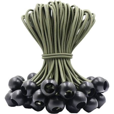 50 Pak Lange Bungee-Snore med Spænde til Telte, Telte, Bannere og Presenninger