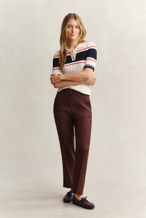 GANT Damen Formelle Stretch-Hose aus Leinen (44) Braun