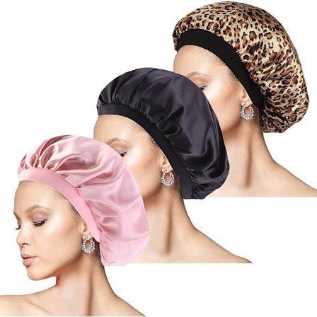 3 kpl Silk Bonnet, Satiini Bonnet Hiusten Bonnets Elastisen Laajan Nauhan Yö Uni Bonnet Pehmeä Satiini Uni Hatut Hiusten Kanne Women Girl Sleeping 