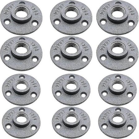 12 st Gängade Golvflänsar 1/2 Tum Och 3/4 Tum Rörfläns Gjutna Aluminium Rörkopplingar Industriell Stil Rördekor För Bar Restaurang Hotell_Särskild