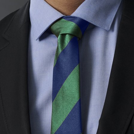 Cravatta blu e verde in seta da 6 cm con motivo a righe per uomini - Cravatte fantasia