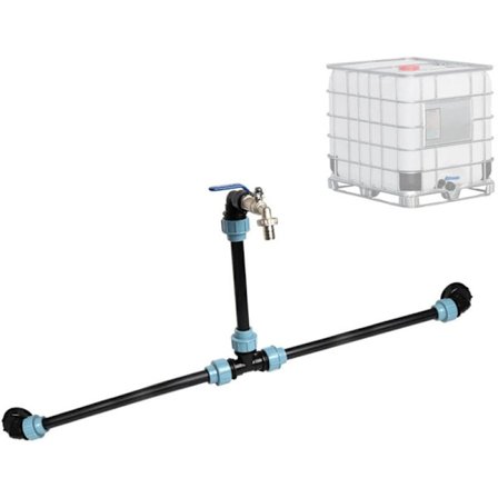 IBC S60 x 6 IBC -liitäntäsarja 2 IBC-säiliölle sadevesisäiliöön 3/4" hanhenkaulahanalla