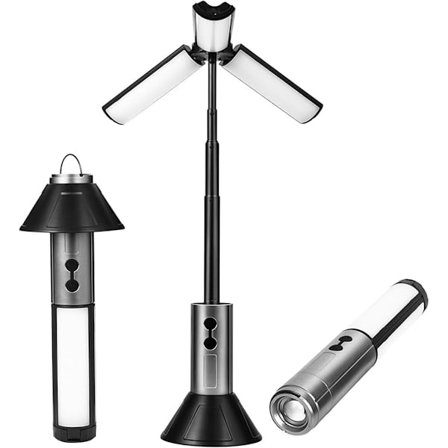 ING Teleskooppilyhty, Kokoontaitettava valaisin, Telttavalo 3000 mAh akulla, Hätävalo, Ladattava, Kokoontaitettava, Lamppu, Telttalamppu