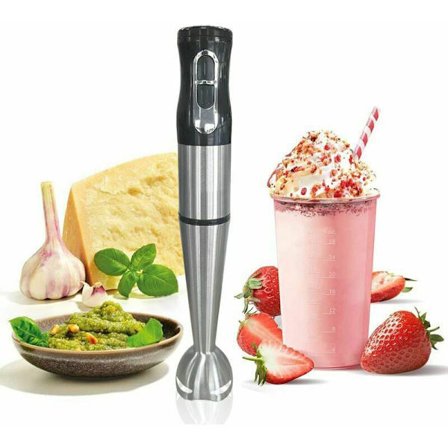 Ruostumattomasta teräksestä valmistettu sauvasekoitin 700 W roiskesuojatulla silppurilla - Yhteensopiva Braunin kanssa, 1000 rpm smoothieille, 