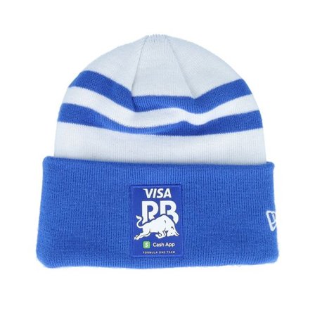 New Era - Motor Blå cuff Beanie - RB F1 25 Team White/Blue Wide Cuff @ Hatstore