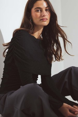 NA-KD Structured Cape Top - Tank tops - Sort - S (EU 34-36)